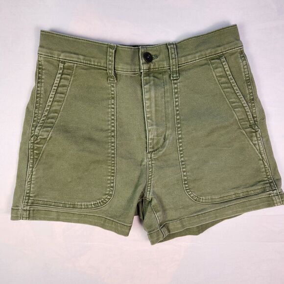 Madewell Shorts Women Size 25 Green Pockets Front Zip Up - Picture 1 of 8